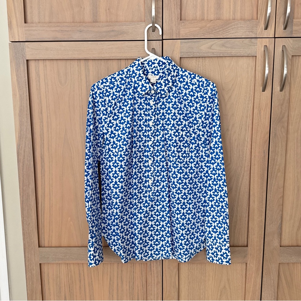 J. Crew Blue and White Button Down Shirt